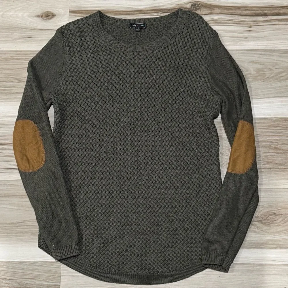 Stitch Fix Lety & Me Josey Elbow Patch Sweater Green Women’s Small